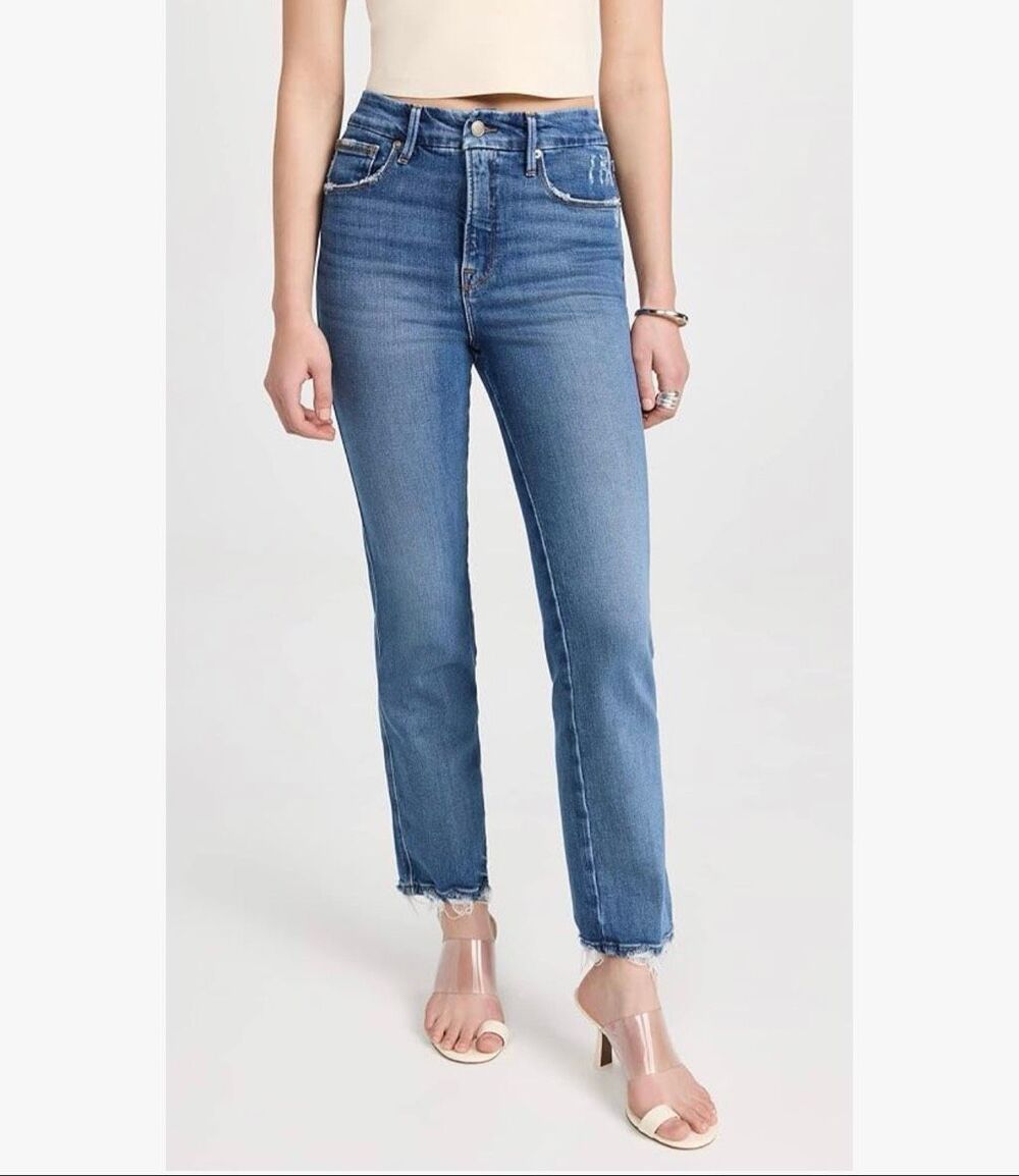 Good American $169 Good Curve Straight Jeans Indigo338 Size 26 Plus NWT NEW
